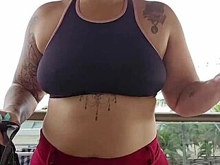 mystery skirt flash reveals bare ass on balcony exhibition