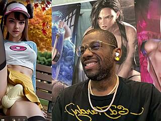 cumshot facial covers horny trans girl huge cock petite bulging breasts ai