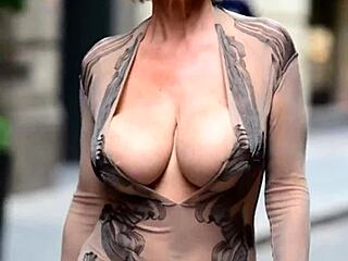 busty milfs flash massive natural tits nipples slipping out in public compilation