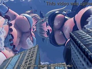 two massive giantesses tower over city crushing everything below