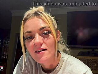 Skinny Blonde Sassy Strips Rubs Tits Hard Cock