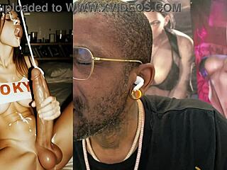 cumshot facial covers horny trans girl huge cock petite bulging breasts ai