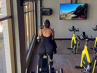 Gym Latina fitness babe teases then takes hard creampie pounding