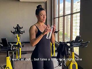 Gym Latina fitness babe teases then takes hard creampie pounding