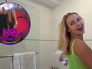 Raver flashes hairy pussy and naked ass after EDM festival outfit strip