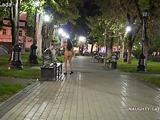 night flashing naked public walk thrill 😈🌙🔥