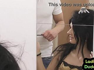 femdom babes peg sissy and jerk cock threesome 😈🍆