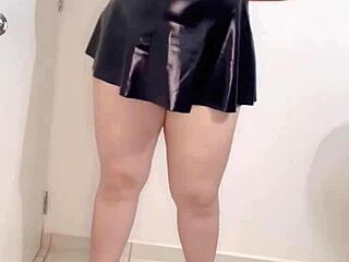 mexicana secretary milf strips panties, shows shaved pussy and tight asshole