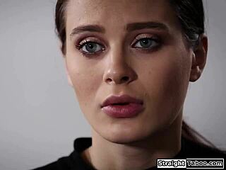 Dominant guy pounds flexible teen babe's throat and pussy hard