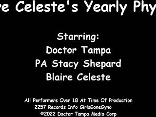 blaise celeste spreads shaved pussy for patient exam