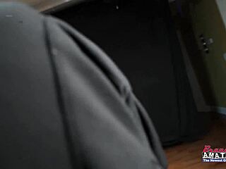 Hairy petite blonde inked pixie auditions with messy blowjob rimjob