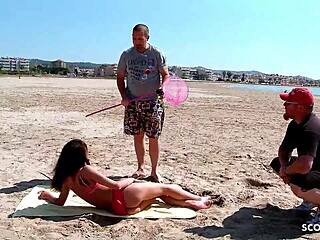 mature spanish wife beach pickup rough anal hotel fuck cheating saggy tits