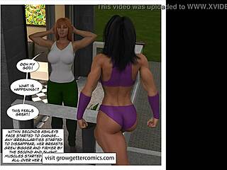 Female Bodybuilder Superhero Transforms In Muscle Growth Comic