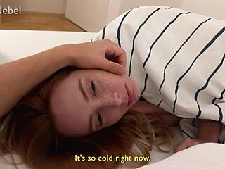 Guy warms skinny girl next door with cock