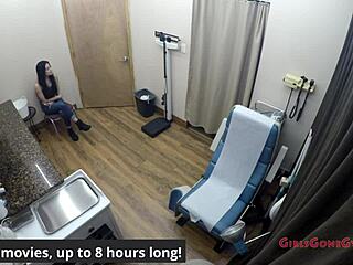 blaise celeste spreads shaved pussy for patient exam