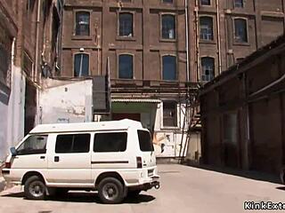 blonde latex bondage outdoor public flashing domination fetish 😈🔗