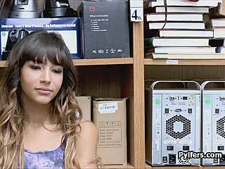 what if tattooed latina thief gets drilled on office hidden cam