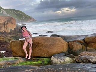 Blonde Muscular Hunk Fucks Skinny Teen Bareback On Beach With Monster Cock Facial!