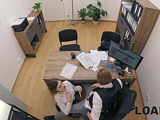 loan secured after teasing blowjob and office table pounding