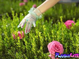 Redhead Milf Miranda Strips Naked Posing In Garden