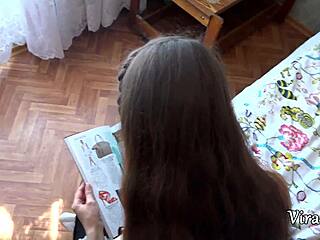 SKINNY 18YO STEPHANIE SUCKS COCK FOOTJOB POV