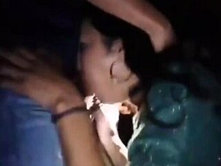 Shemale from India endures intense train gangbang anal pounding