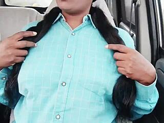 college coed dirty talks during intense car sex ride