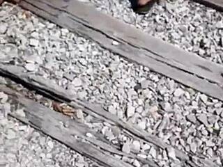 Fisherman hoses dirty ebony stripper's fat ass outdoor golden shower