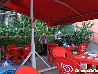 petite teen gets outdoor woods pounding from older guy in nature