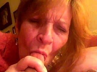 Mature granny Carmen's close-up cocksucking moans