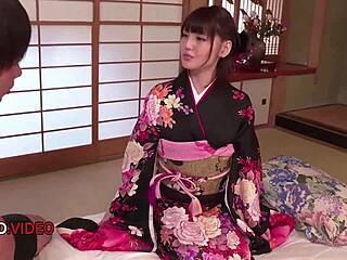 passionate asian milf in kimono fucked to creampie bliss