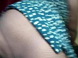 MILF bends over dress for intense standing fuck and heavy creampie