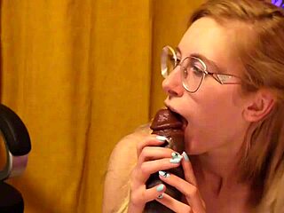 sexy blonde teen with braces moans sucking bbc first time