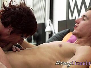 plump granny's eager cock sucking session