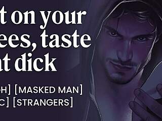 Masked stranger at Halloween party gets sloppy blowjob then creampie slut