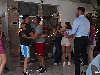 party slut blonde takes anal creampie after blowjob and heels fun