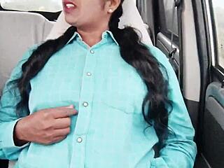 college coed dirty talks during intense car sex ride