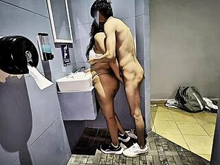 skinny latina couple bath sex in hotel room