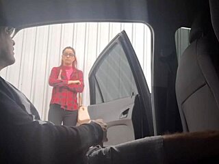 punk redhead flashes risky street bus stop fun 😈