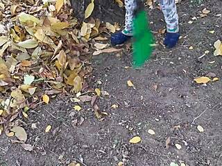 Forester lesbian licks pussy wildly in hut!