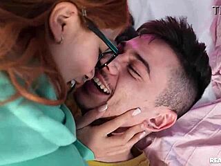 Redhead latina licks pussy and jerks off for facial cum!