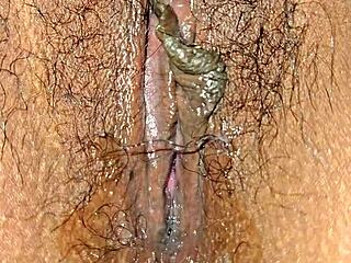 latina milf wife umm new vibrator stretchin' my tight hairy pussy good