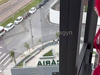 amateur milks big natural tits blowjob at shopping mall