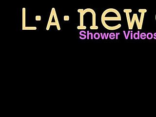 elegant milf brunette seduces with steamy shower tease