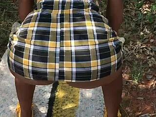 Homemade ebony cheerleader shakes ass for the camera