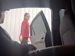 punk redhead flashes risky street bus stop fun 😈