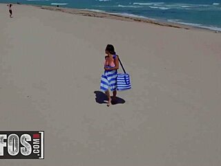 Autumn Falls Naughty Beach Tease For Lifeguard