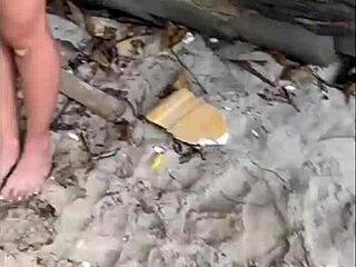 secret beach flashing turns into wild african 5some pussy play