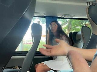 Risky public bus handjob flash ends with huge cum explosion!