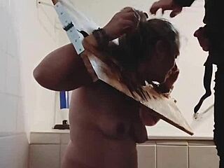 french bdsm slave chained carcan uro masturbates hardcore pov